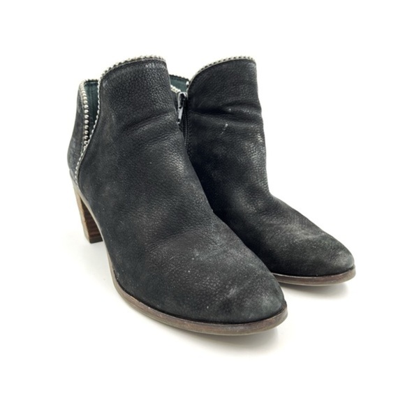 Lucky Brand Black Suede Leather Pincah 2 Studded Ankle Bootie Size 8 - Picture 2 of 9